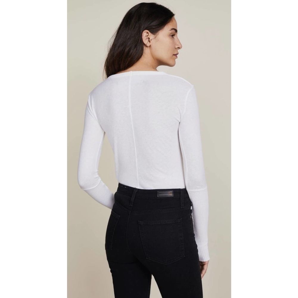 ENZA COSTA Shirt Womens Medium Cream Cashmere Cuffed Crew Long Sleeve Pullover - Picture 2 of 13